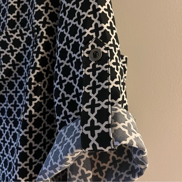 Ricki’s black and white polo style 3/4 sleeve blouse - Picture 9 of 10